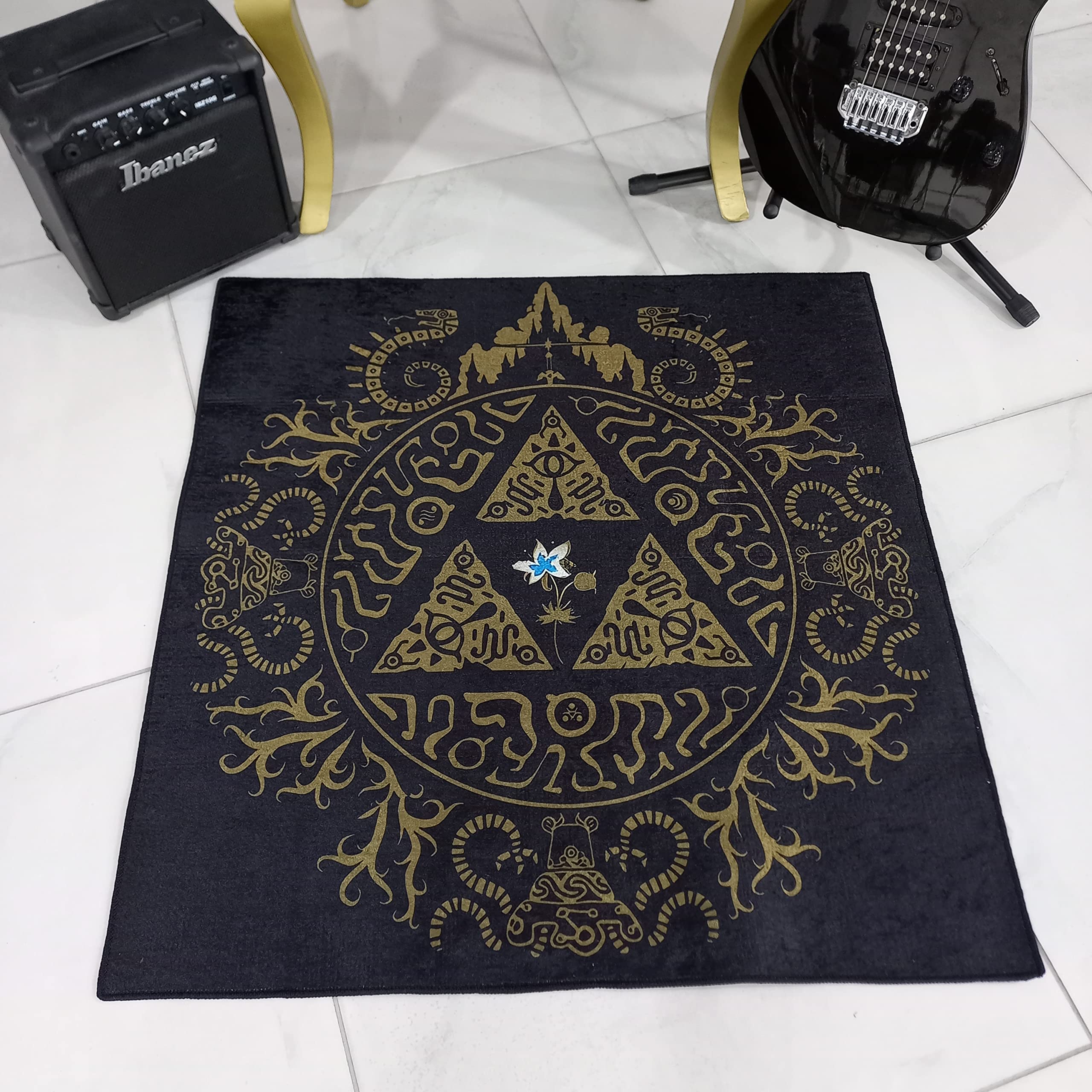 Best Video Game Rug for Gamer Room - 4x4 ft Round Gaming Chair Mat & Playroom Carpet - Durable Floor Area Rug for Living Room Decor - Perfect Gamer Gift (Square Design, High-Quality Material) - Ideal for Gaming Setups, Bedrooms & Man Caves