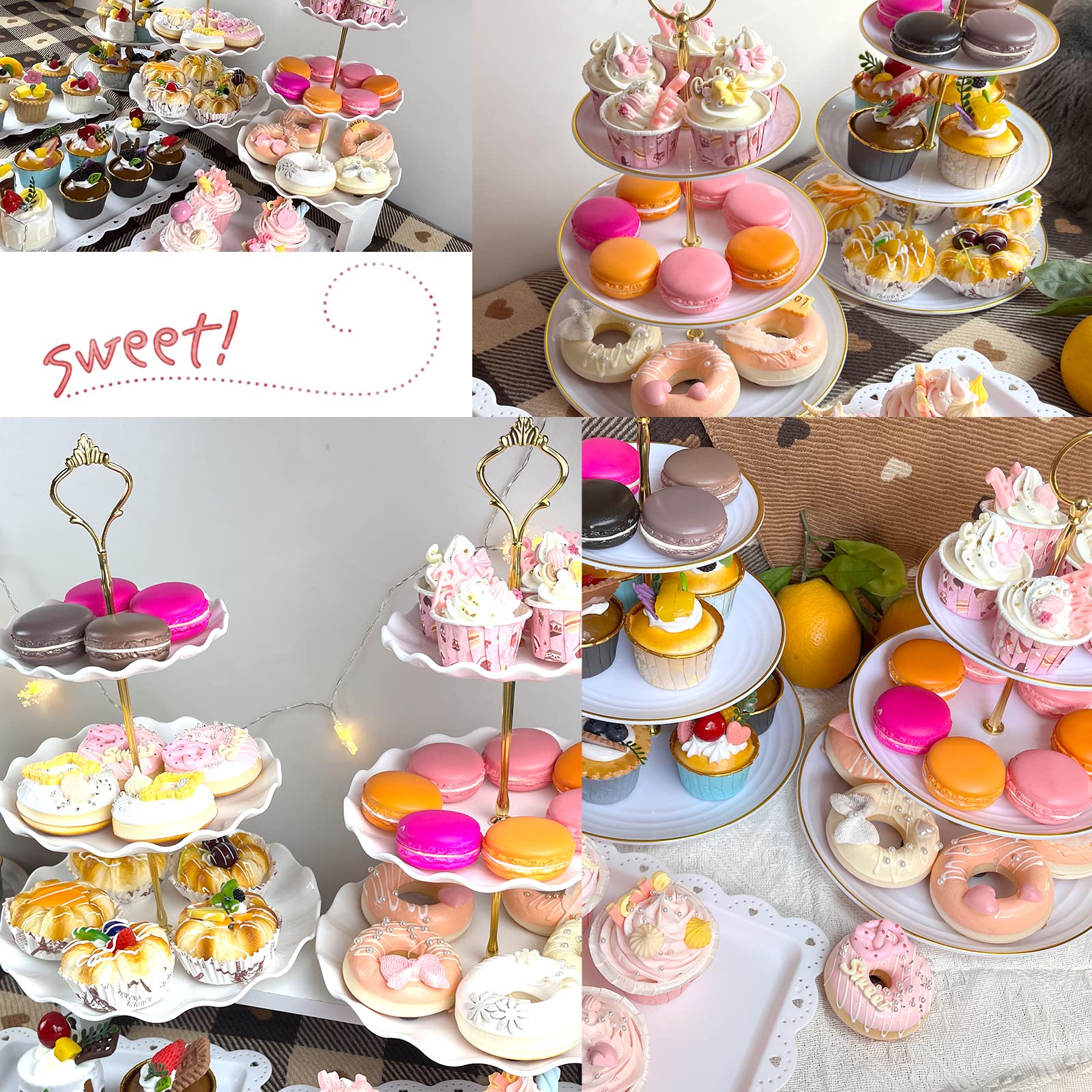 5-Tier Cake Stand Set for Wedding & Party - 2 Large 3-Tier Dessert Stands + 3 Appetizer Trays - Perfect for Baby Shower, Birthday, Tea Party & Home Decor (Wave Design) - Elegant Dessert Table Display for Special Occasions
