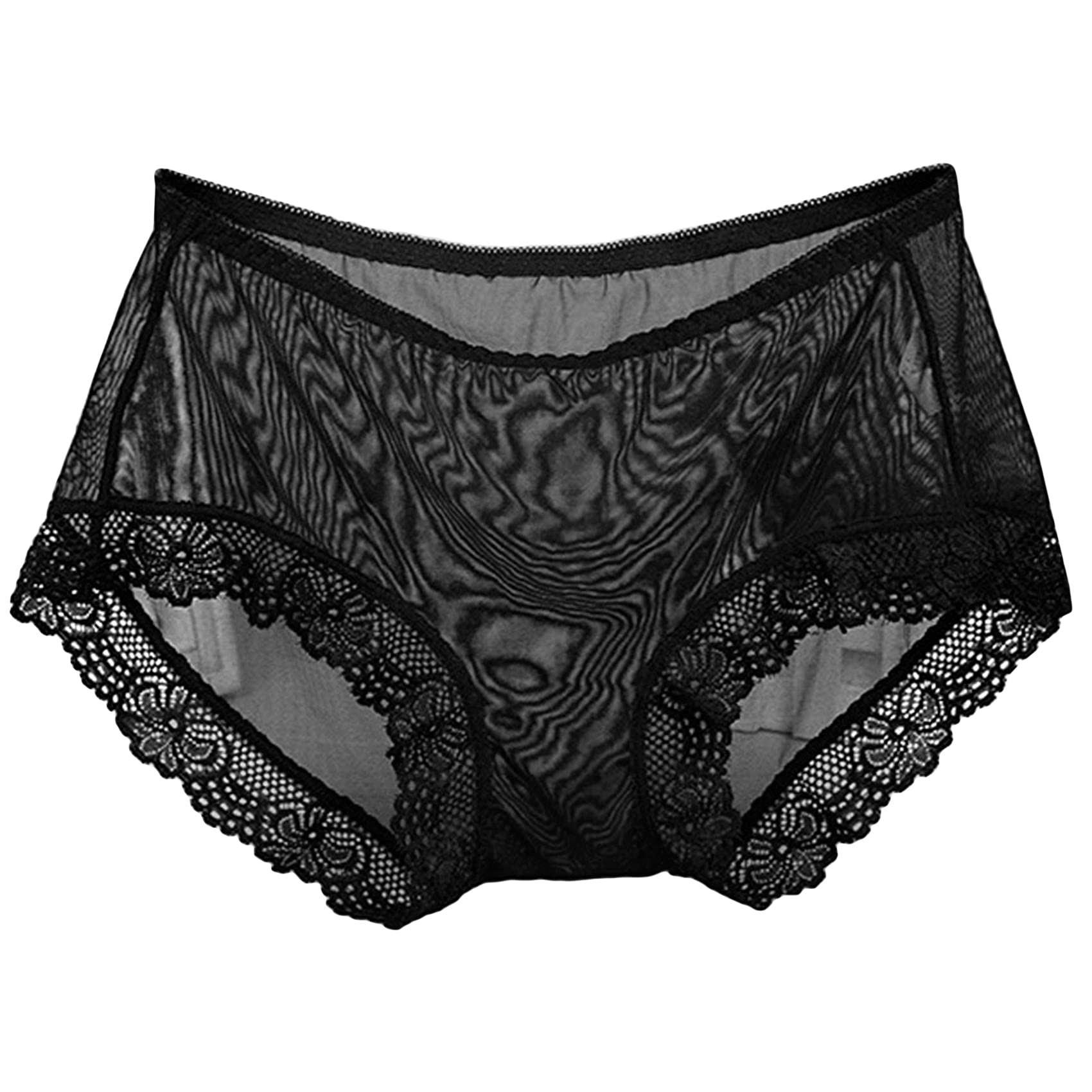 Atmneris Women's Transparent Lace Panties - Seamless Sexy Bikini Underwear, Stretch Silky Comfortable Hipster Briefs (Black, XL/X-Large) | Perfect for Date Night, Lingerie Sets & Everyday Wear