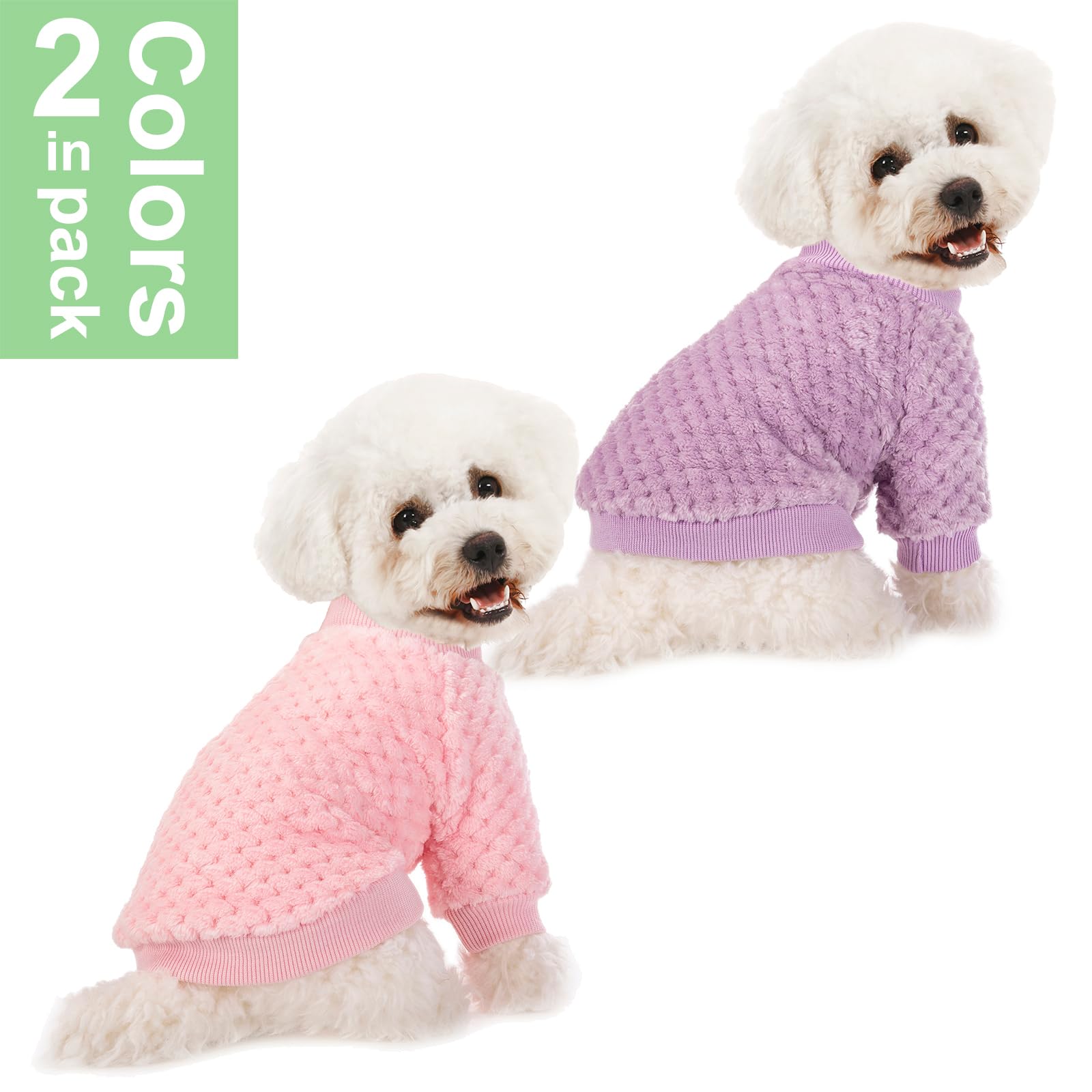 **POMIU Warm Soft Flannel Dog Sweater for Small & Medium Dogs or Cats - Cozy Pet Clothes for Winter, Dog Shirt Coat Jacket (Pink & Purple, Medium) - Perfect for Indoor & Outdoor Activities**