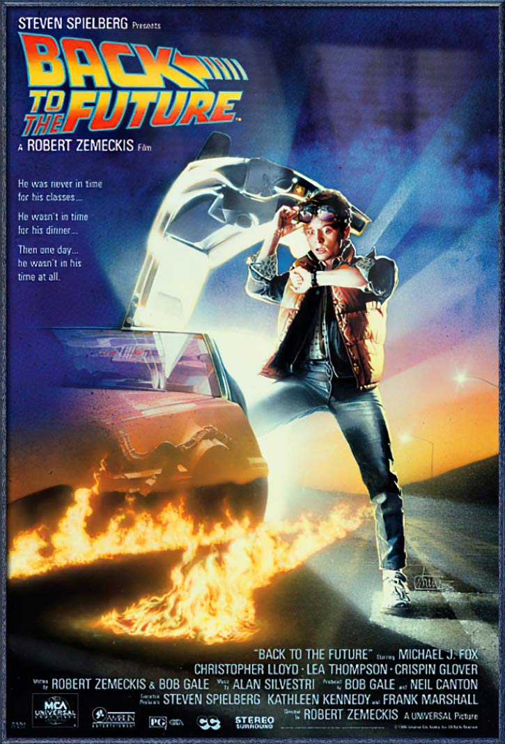 Back to The Future Framed Movie Poster - 27x40 Inches Orbit Blue Aluminum Frame | Classic Sci-Fi Film Wall Art Decor for Home Theater, Office & Gift