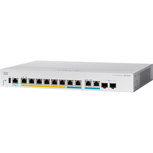 Cisco CBS350 8-Port Multi-Gigabit PoE+ Managed Network Switch with 2x SFP+/RJ45 Combo Ports (124W) - Ideal for Small Business & Enterprise Networks