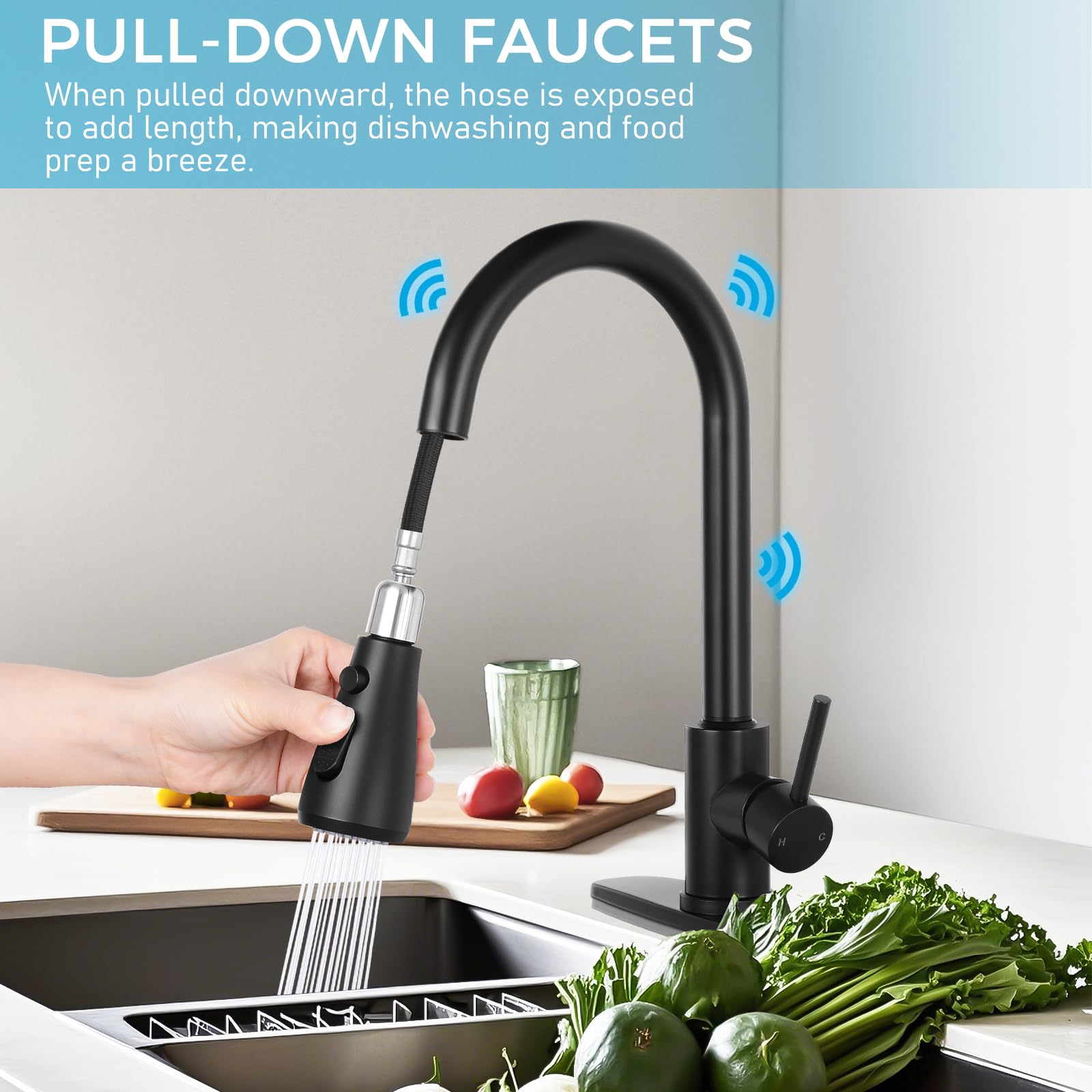 Smart Touch Kitchen Faucet with Pull-Down Sprayer - Stainless Steel High Arc for Home & RV