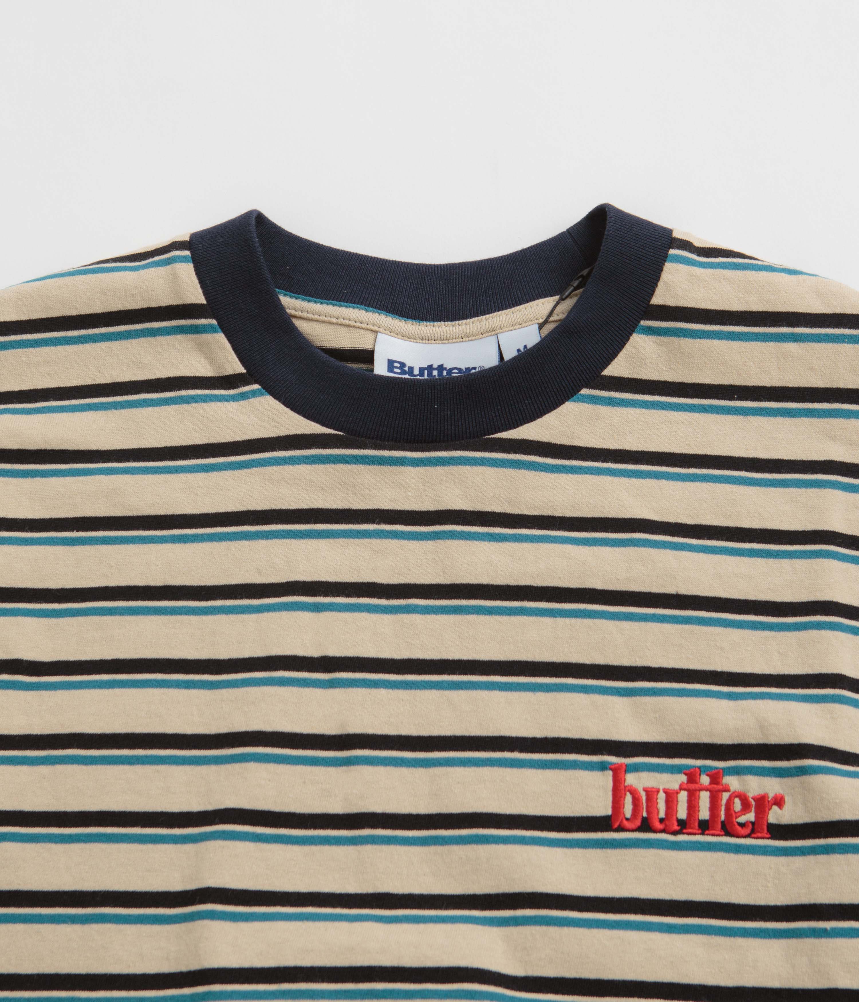 Butter Goods Gardens Stripe T-Shirt for Men - Soft Cotton Stone Washed Tee - Casual Streetwear for Everyday Wear & Outdoor Activities