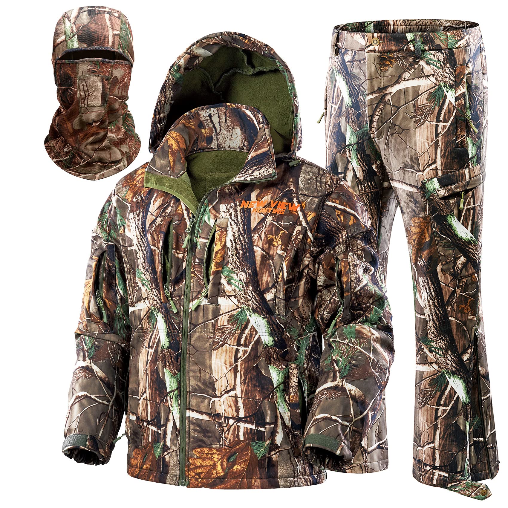 Silent Waterproof Hunting Jacket and Pants for Men - Camo Hunting Clothes for Duck & Deer Hunting - Durable Outdoor Gear for Hunting, Camping & Wilderness Adventures