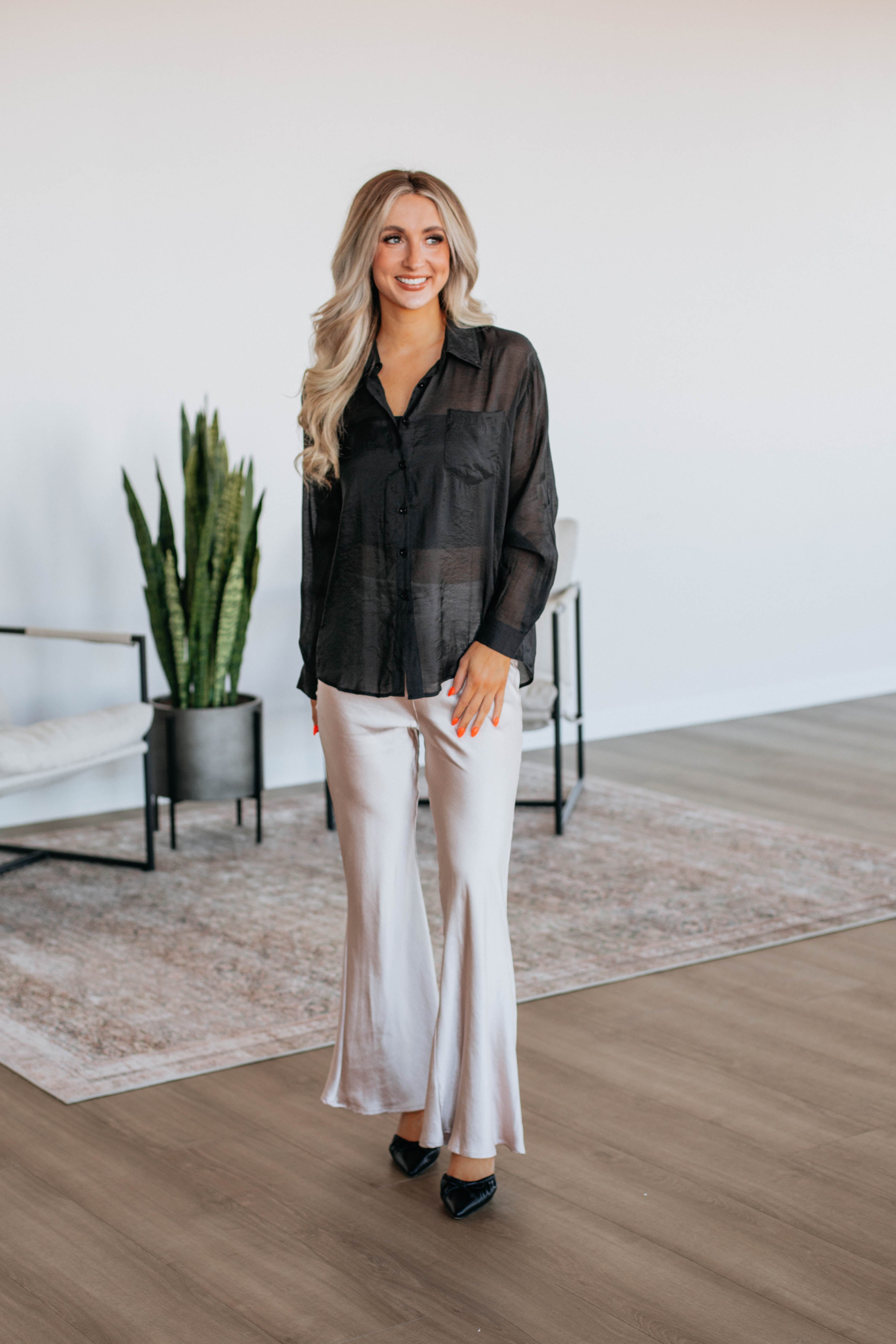 Getting Glam High-Waisted Pink Gloss Pants - Trendy Women's Fashion for Parties, Night Out & Special Occasions