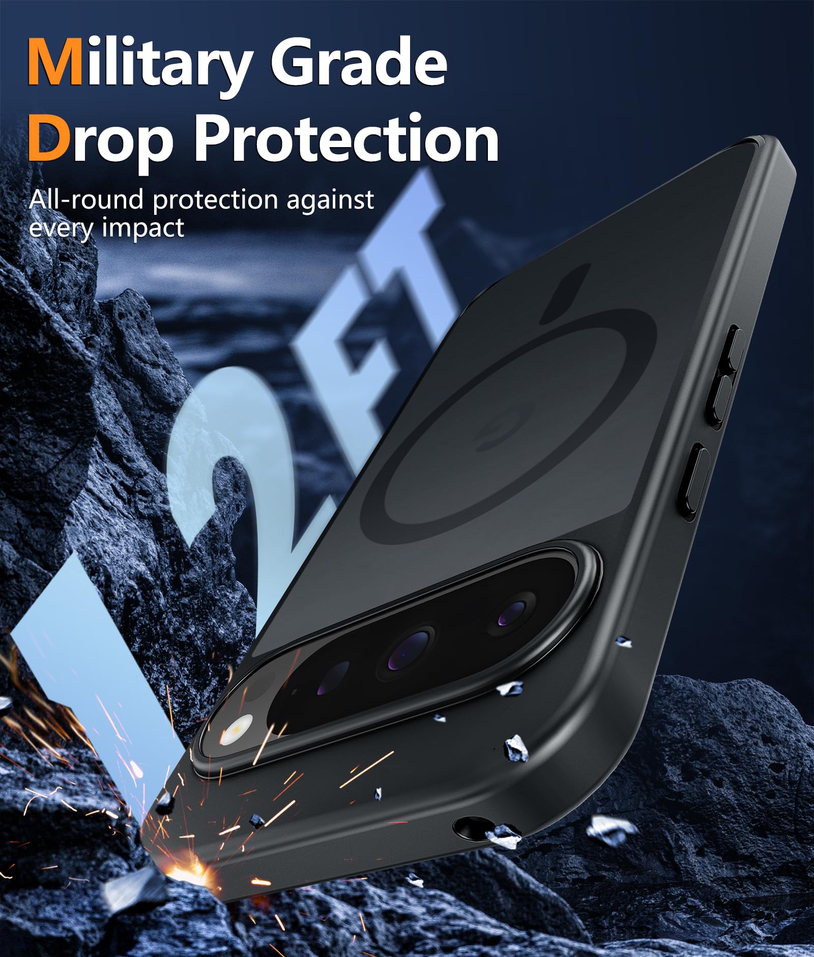 FNTCASE Magnetic Shockproof Case for Google Pixel 9 & Pixel 9 Pro (6.3 Inch) - Translucent Matte Slim Hard Cover with Military-Grade Drop Protection | Perfect for Outdoor Activities, Travel & Daily Use