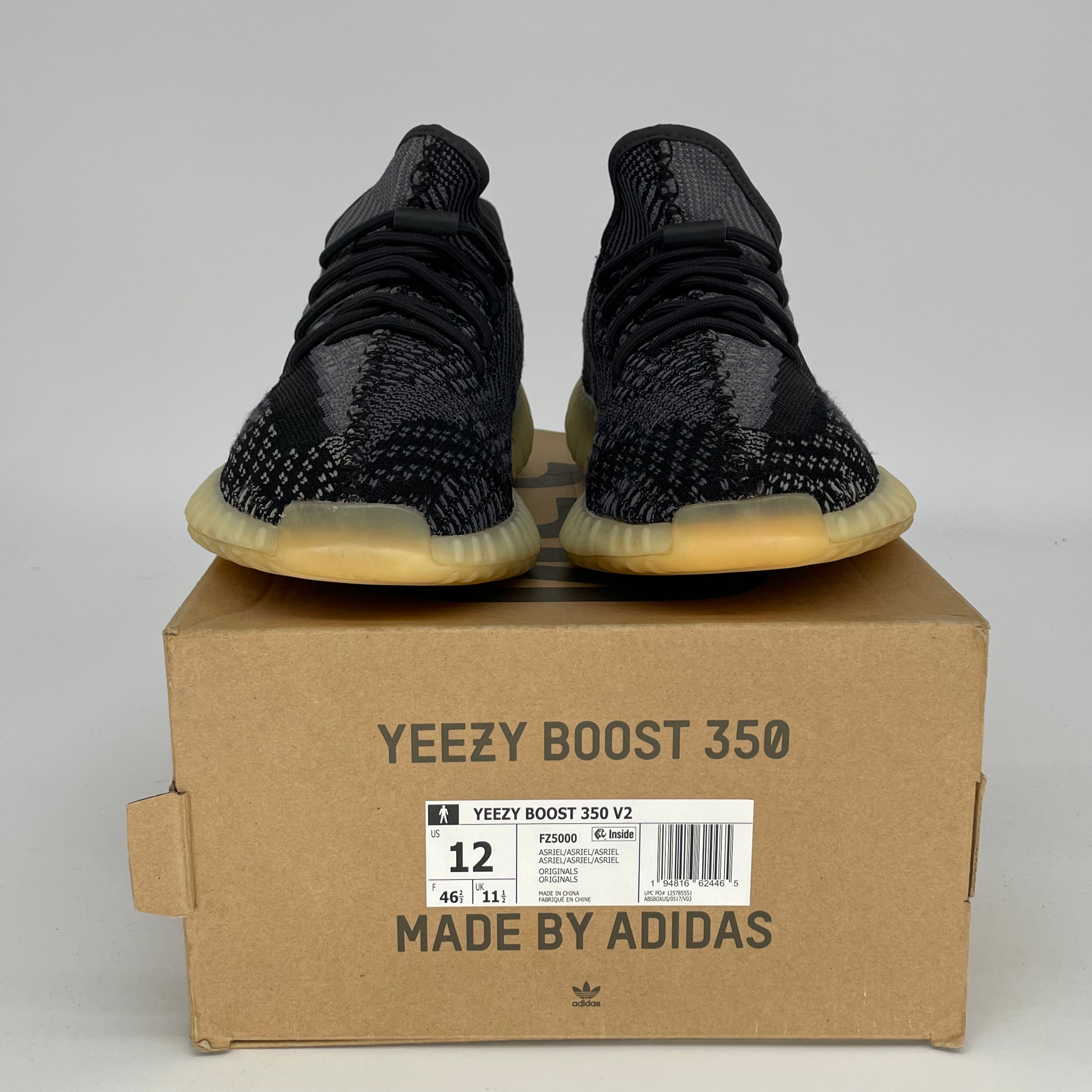 Adidas Yeezy Boost 350 V2 Carbon Sneakers - Men's Size 12 | FZ5000 | Comfortable Running & Casual Shoes for Streetwear & Gym