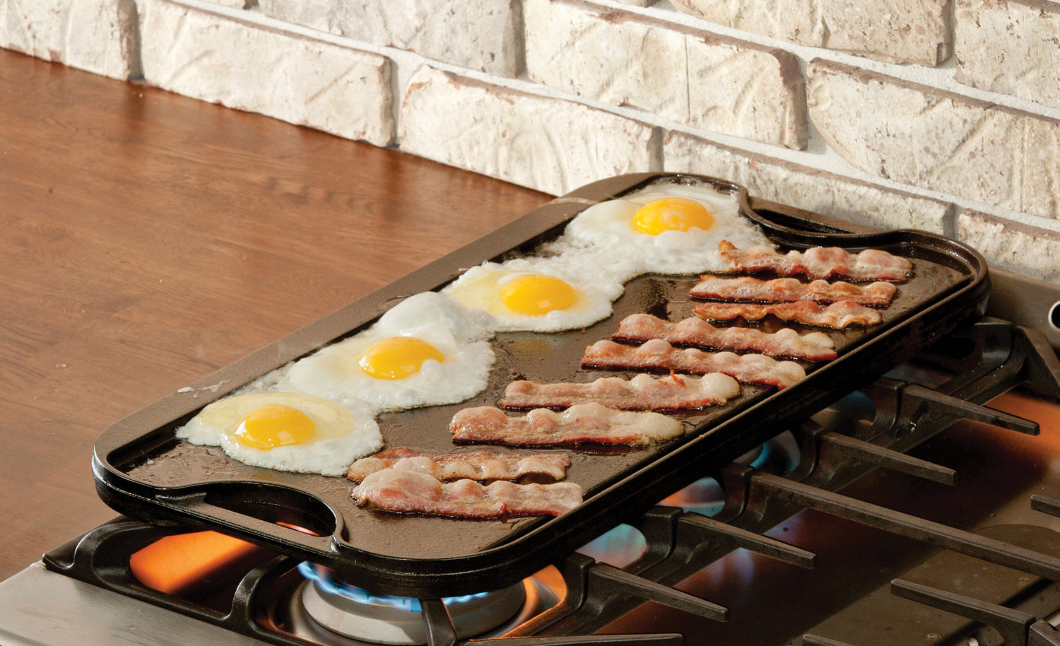 Cast Iron Reversible Pro Griddle/Grill 20 Inch - Heavy Duty Dual-Sided Cooking Surface for Stovetop, Grill & Camping - Perfect for Pancakes, Burgers & Steaks