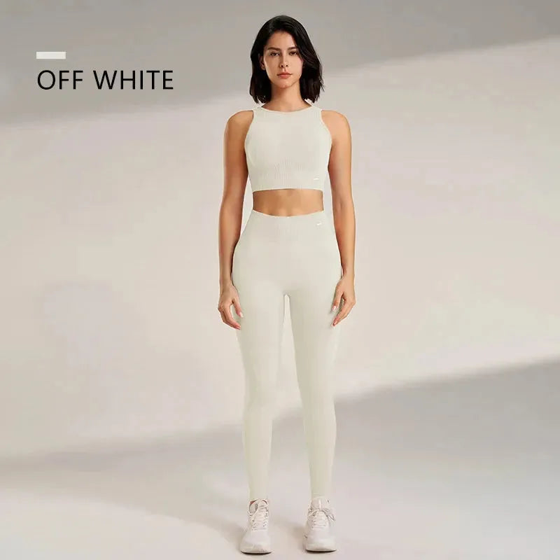 Women's High Waisted Yoga Pants & Seamless Workout Top Set - 2 Piece Breathable Fitness Outfit for Yoga, Gym & Running | Comfortable Exercise Clothes for Women