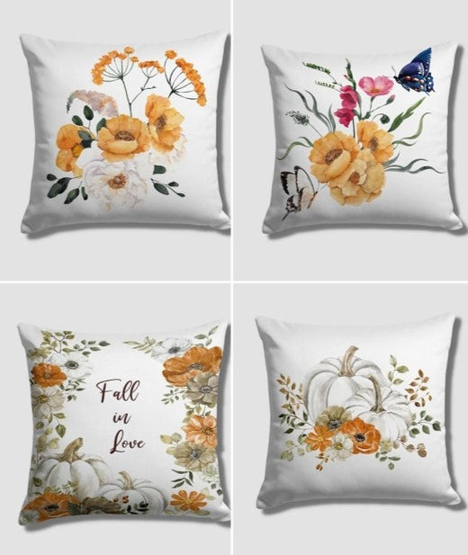 Fall Love Pillow Cover Set of 4 - Autumn Home Decor for Couch, Bed & Sofa - Cozy Seasonal Throw Pillow Covers for Living Room Decor