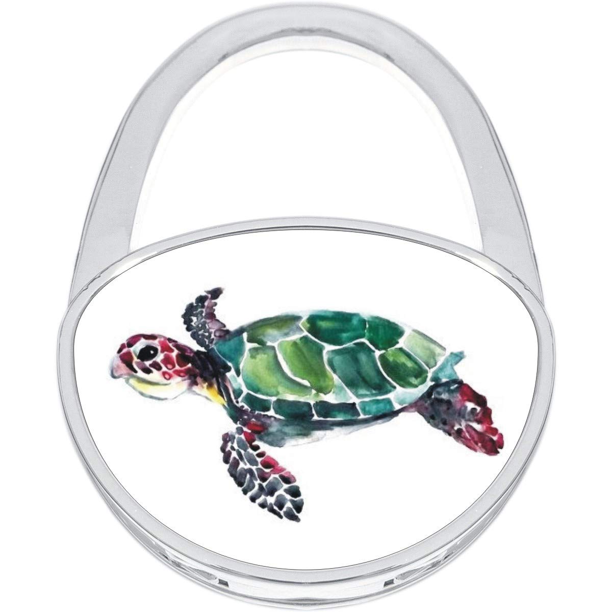 NewCharms Watercolor Sea Turtle Purse Shaped Handbag Hanger - Cute Bag Hook for Women's Purses, Totes & Backpacks - Perfect for Restaurants, Shopping & Travel