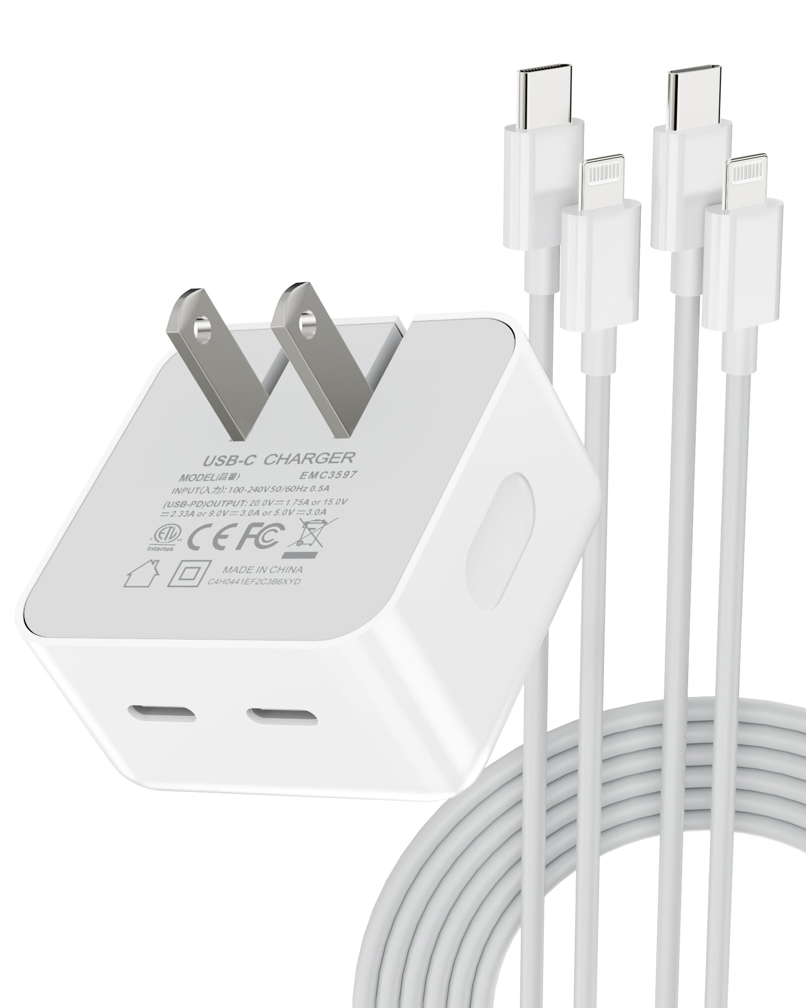 35W Dual USB C Fast Wall Charger for iPhone 14/13/12/11, iPad & MacBook Air M2 - Compact Foldable Plug Power Adapter with 2 USB-C Ports | Perfect for Travel, Home & Office Charging
