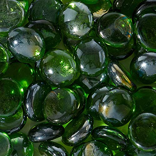 Green Flat Glass Marbles - 1 Lb Bulk Bag for DIY Crafts, Home Decor & Vase Filler | Eco-Friendly Decorative Stones for Terrariums, Fairy Gardens & Aquariums