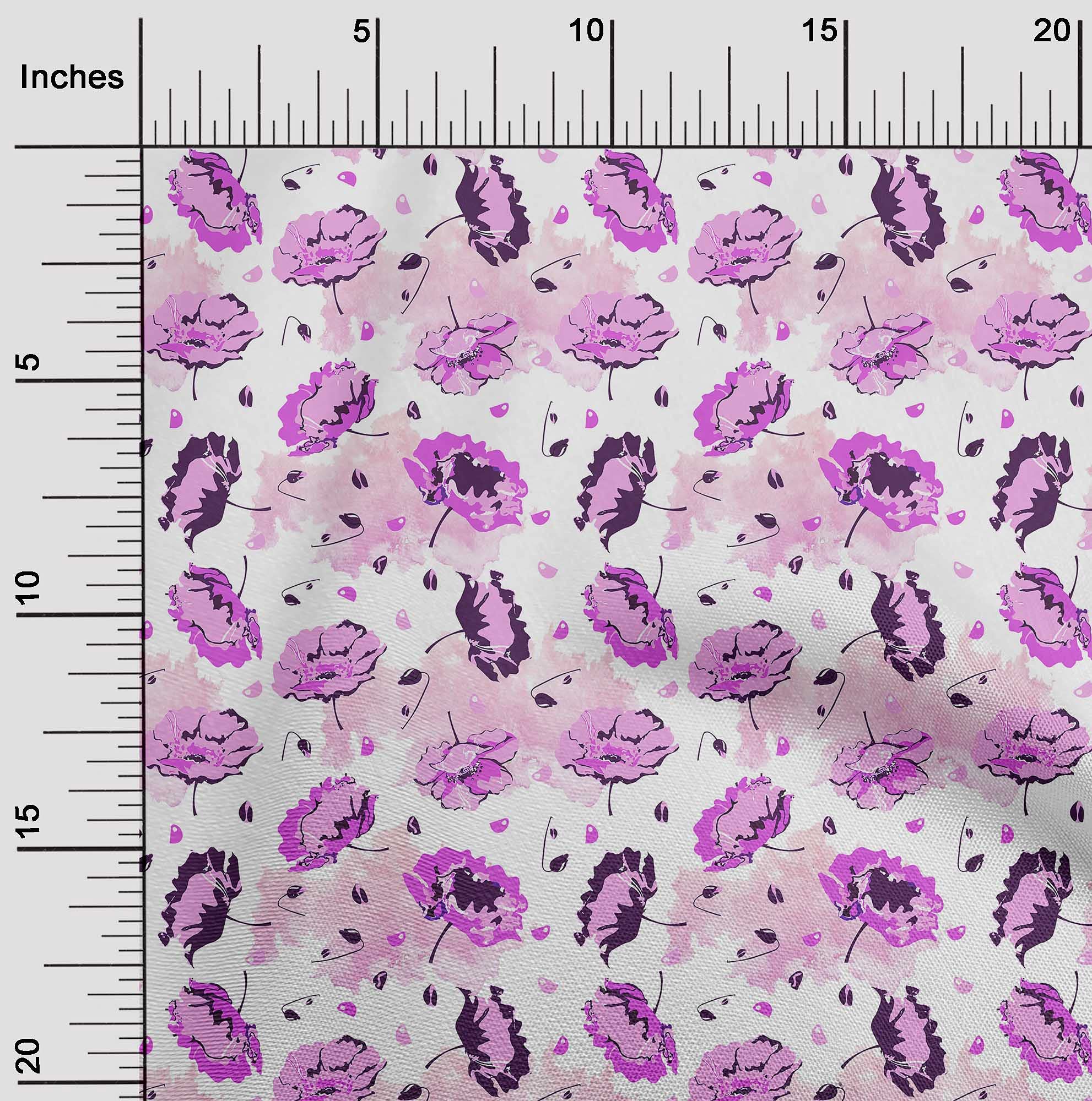 Premium Cotton Poplin Fabric - Dusty Purple Floral Print, 42