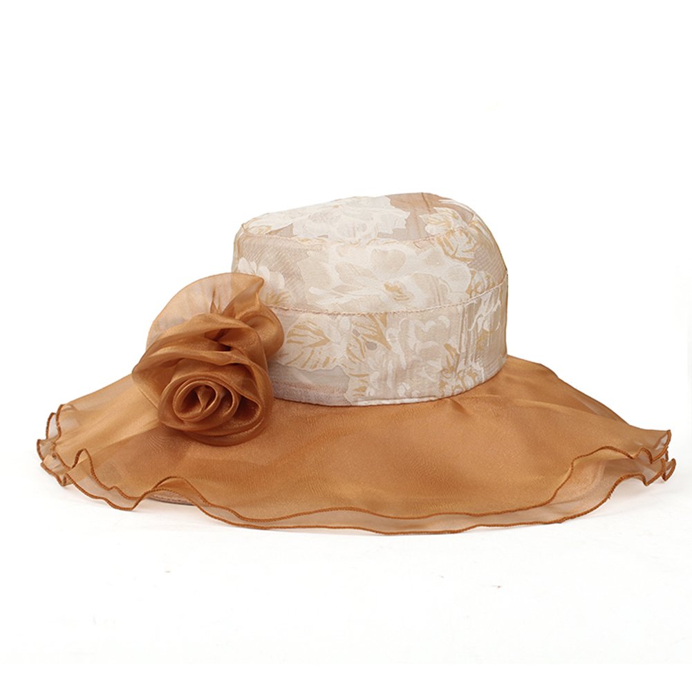 LOCOMO Women's Floral Chiffon Wide Brim Hat - Kentucky Derby & Summer Outings