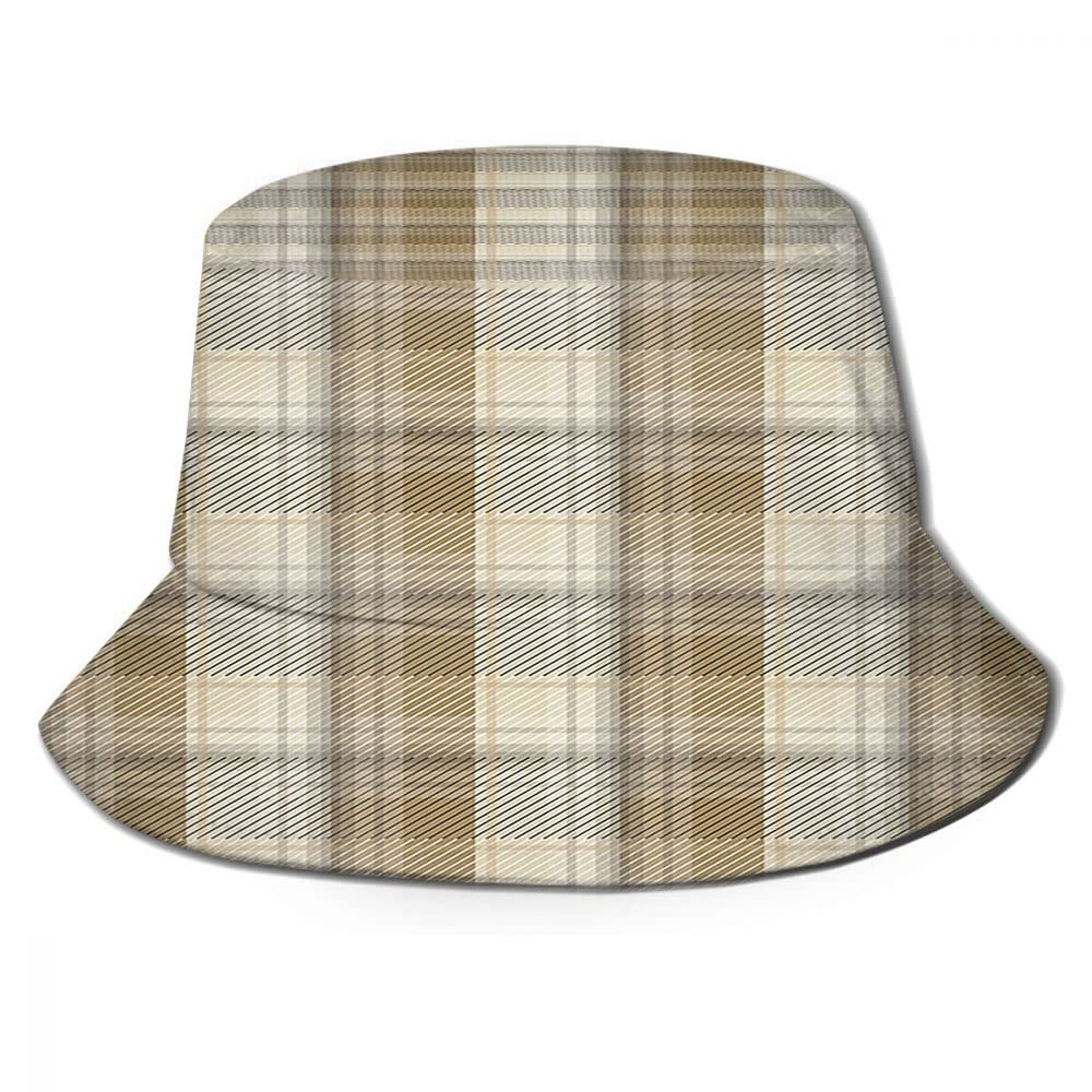 Stylish Brown Tartan Plaid Bucket Hat for Women & Men - Fashionable Unisex Sun Hat with UPF Protection, Packable Travel & Beach Accessory - Perfect for Outdoor Activities, Vacations, and Summer Fashion