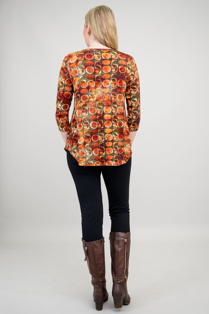 Jackie 3/4 Sleeve Women's Blouse - Walnut Brown Bamboo Fabric - Perfect for Casual Wear & Office Outfits