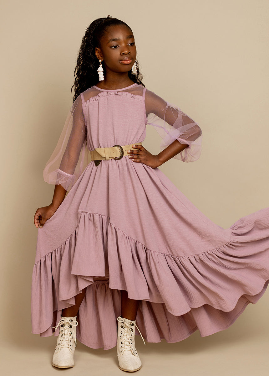 Jespyr Women's Dusty Mauve Dress - Elegant Flowy Midi Dress for Casual Wear, Date Night & Special Occasions