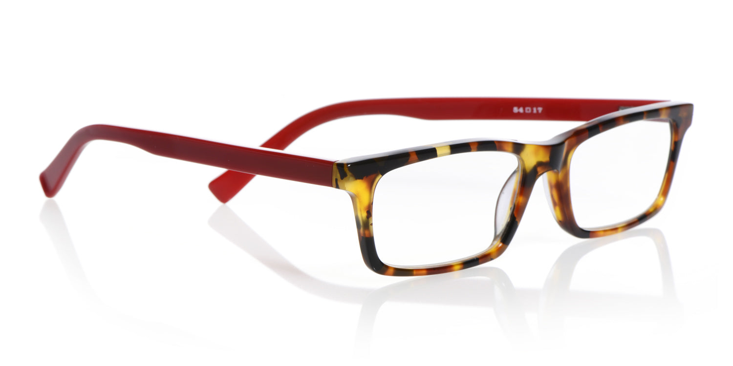 Number Cruncher 41 Tortoise Frame Glasses with Red Temples - Stylish Reading & Computer Eyewear for Work & Study