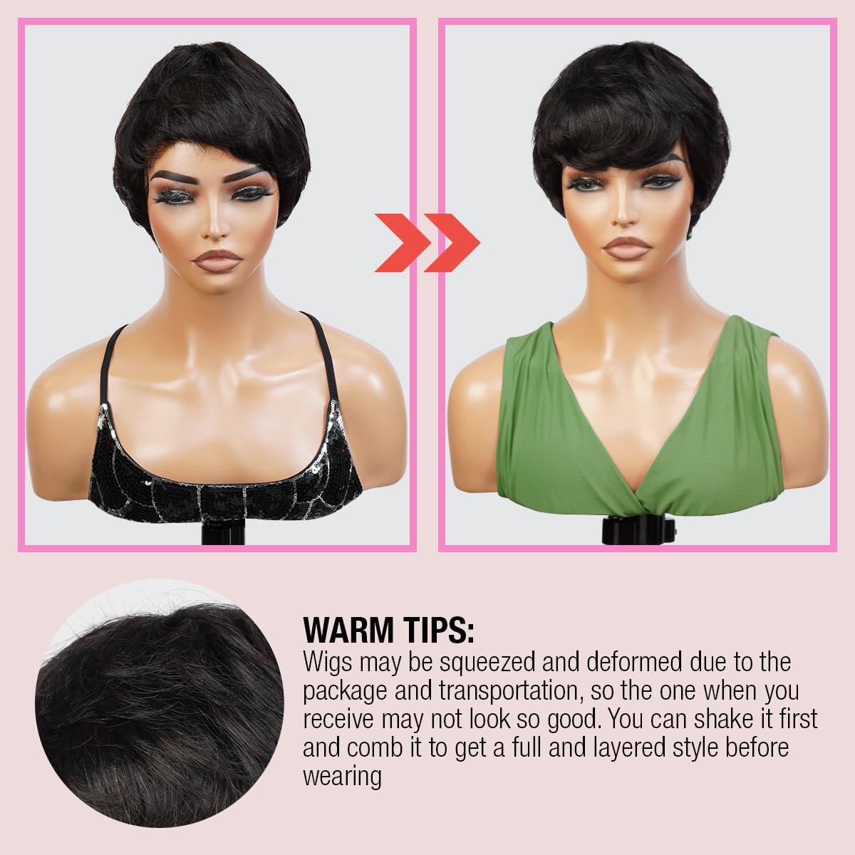 Short Pixie Cut Human Hair Wigs for Black Women - Layered Wavy Tapered Back Non-Lace Front Wig in TOPAZ (DL4/27) | Instant Fab Natural Look for Everyday Wear & Special Occasions