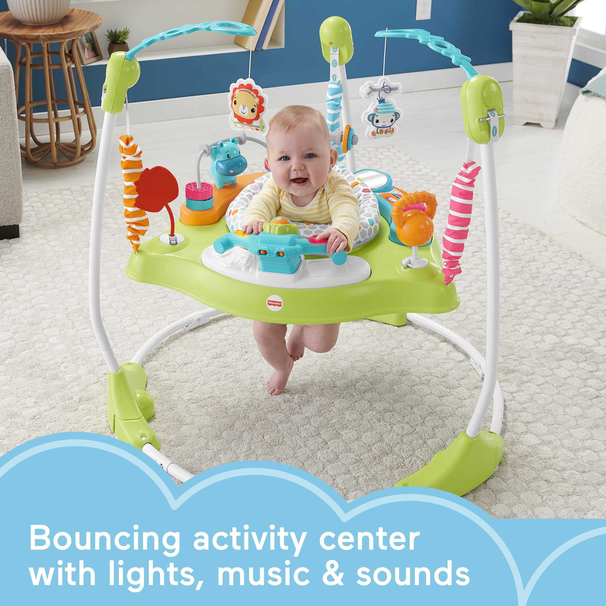 Fisher-Price Baby Bouncer Jumperoo Activity Center with Kick & Play Piano - Foldable Baby Gym Toy for Fitness Fun & Early Learning | Perfect for Playtime, Motor Skills Development & Sensory Stimulation
