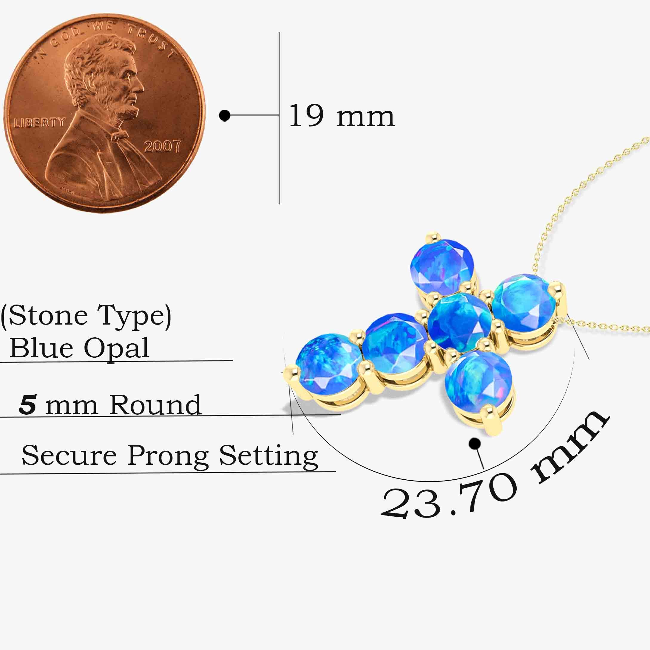 Blue Opal Gemstone Cross Pendant Necklace - Elegant Spiritual Jewelry for Women - Perfect for Church, Weddings & Everyday Wear
