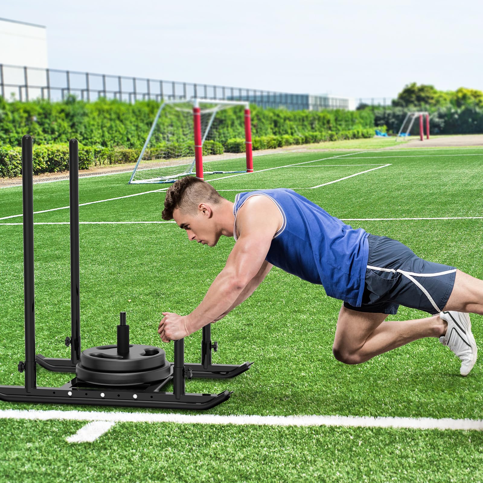 Dolibest Weight Sled for Strength Training - Heavy Duty Fitness Sled with Push-Pull Prowler Design - Speed & Power Workout Equipment for Athletes - Compatible with 1-2