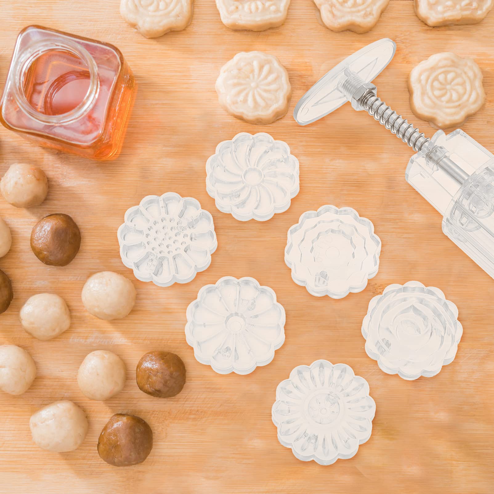 Premium Mooncake Molds Set - 6-Piece DIY Baking Tools for Mooncakes, Pastries & Desserts | Non-Stick Kitchen Baking Supplies | Perfect for Mid-Autumn Festival, Home Baking & Gift Making