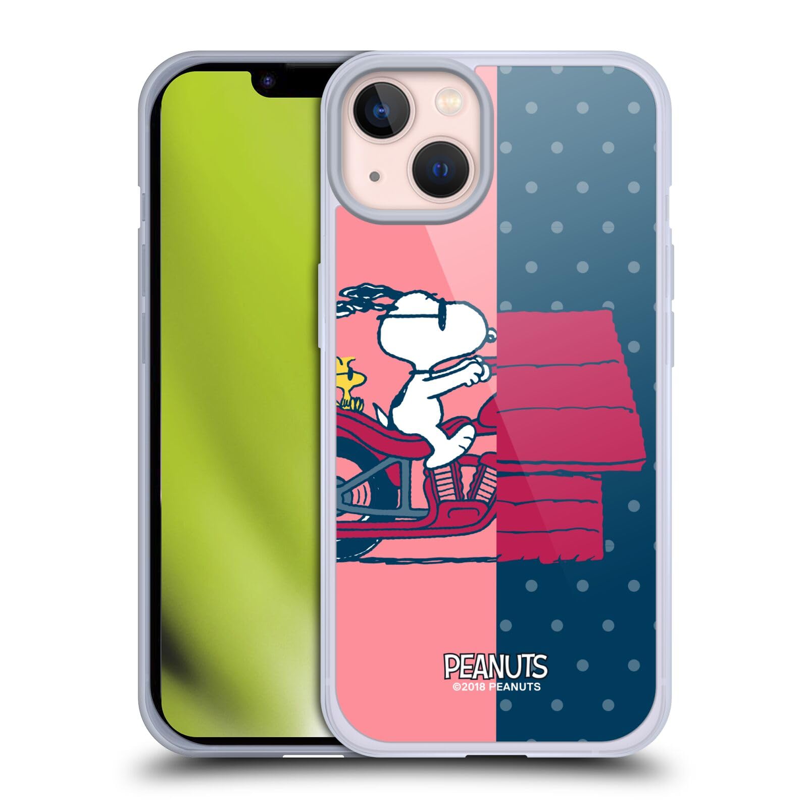 Officially Licensed Peanuts Snoopy & Woodstock Soft Gel Phone Case for Apple iPhone 13 - Cute Cartoon Design, Shock-Absorbent Protection - Perfect for School, Work, and Everyday Use