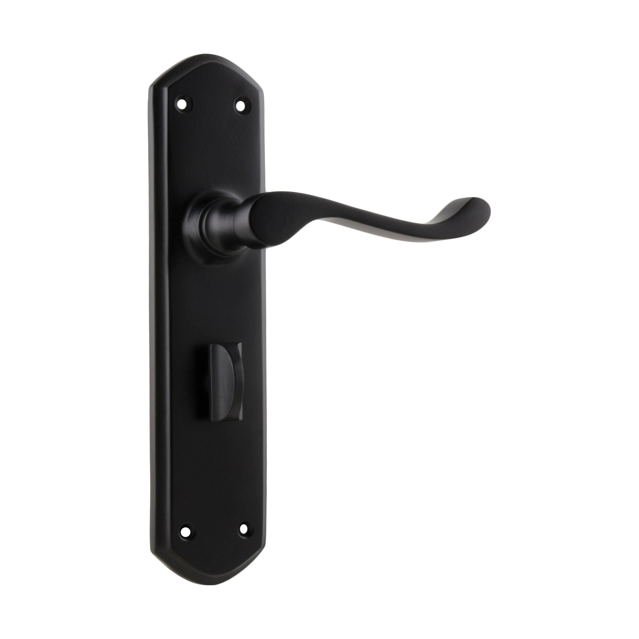 1927P Door Lever Windsor Privacy Pair Matte Black H200xP60xW45mm - Elegant Interior Door Handles for Bedroom, Bathroom & Closet - Durable & Stylish Hardware for Home & Office