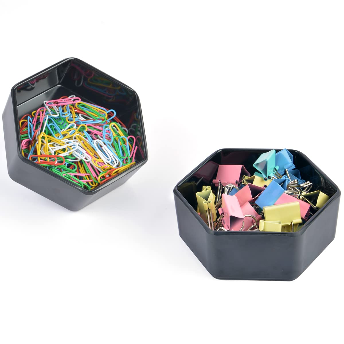 Black Resin Paper Clip Dispenser & Push Pin Holder - 2 Pack for Home, Office & School | Desk Organizer for Binder Clips, Paper Clamps & Work Accessories | Perfect for Office Supplies, Bulletin Boards & Craft Projects