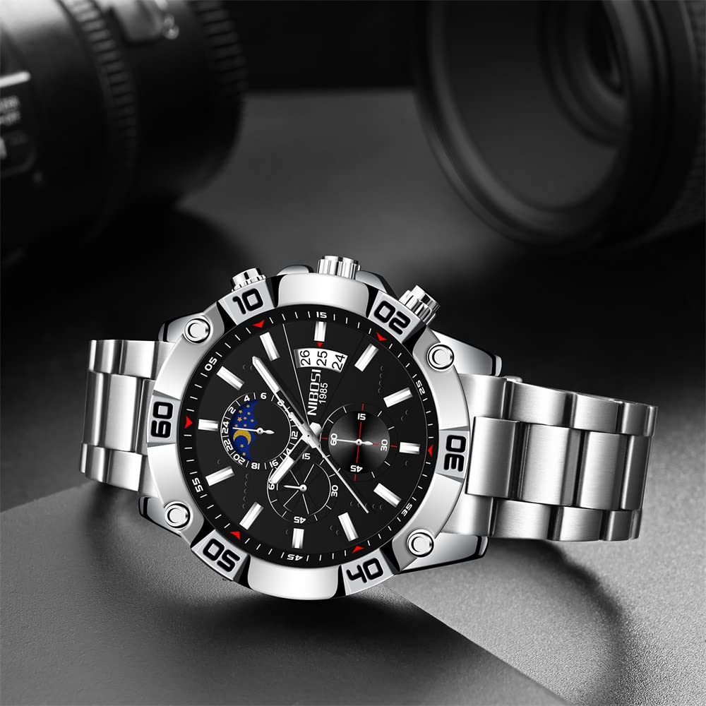 NIBOSI Luxury Men's Watch - Waterproof, Luminous, Stainless Steel - Perfect for Business & Sports