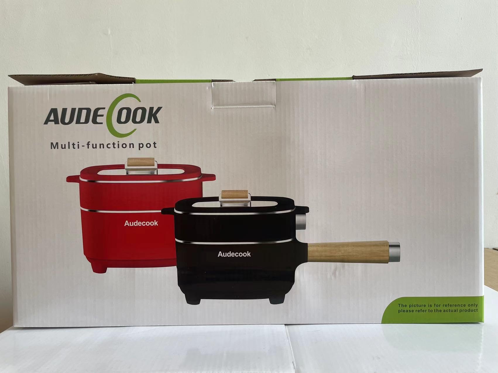 Audecook 2L Electric Hot Pot with Ceramic Non-Stick Coating, 8-Inch Portable Travel Cooker for Ramen, Steak, Fried Rice, Oatmeal & Soup - Dual Power Control & Included Silicone Spatula | Perfect for Dorm Rooms, Camping Trips & Small Kitchen Cooking