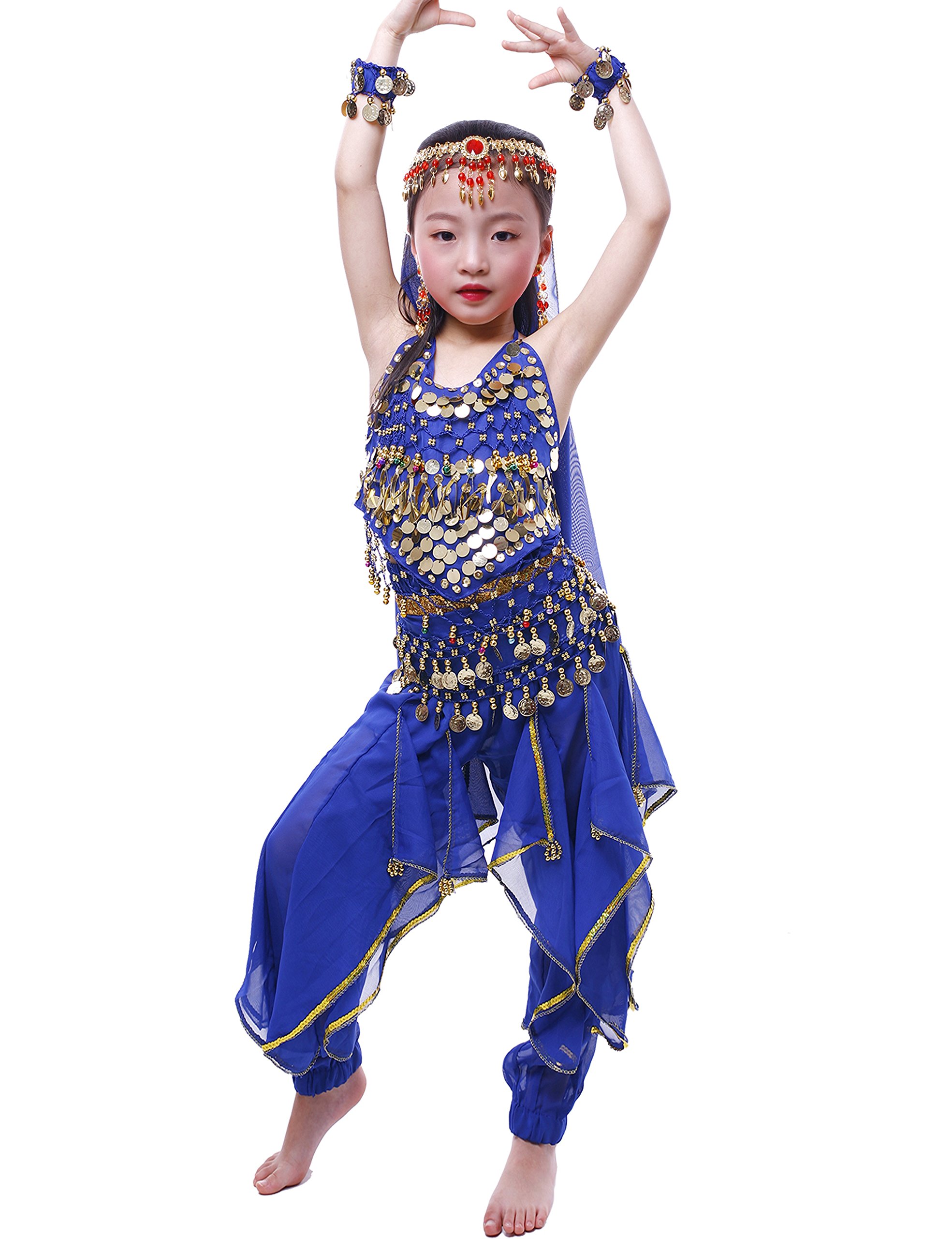 Astage Girls Genie Costume - Indian Belly Dance Outfit, Arabian Princess Halloween Costume for Kids - Perfect for Halloween Parties, Dress-Up & Themed Events