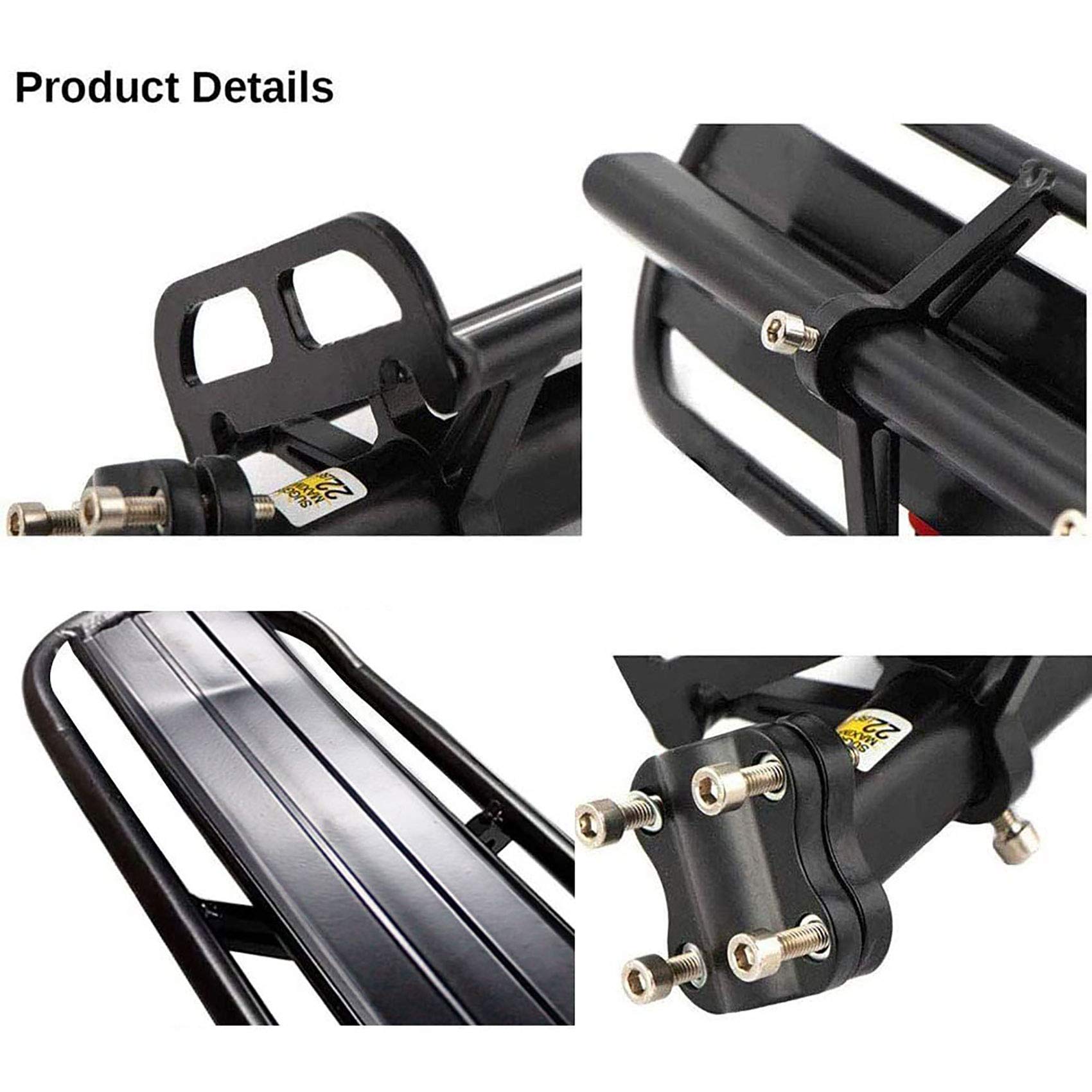 Adjustable Bike Cargo Rear Rack - Retractable Bicycle Luggage Carrier for Mountain/Road Bikes - Heavy Duty Black Bike Rack for Commuting, Touring & Outdoor Adventures