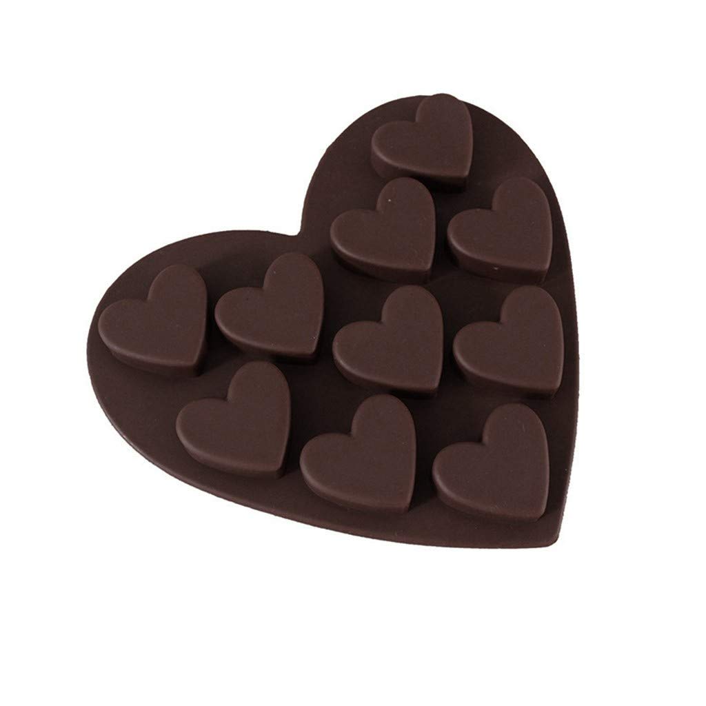 Premium Silicone Chocolate Molds Set - 2Pcs Heart-Shaped Fondant & Cake Molds for Valentine's Baking, DIY Desserts, Romantic Gifts - Food-Grade Non-Stick Baking Gadgets (Brown)