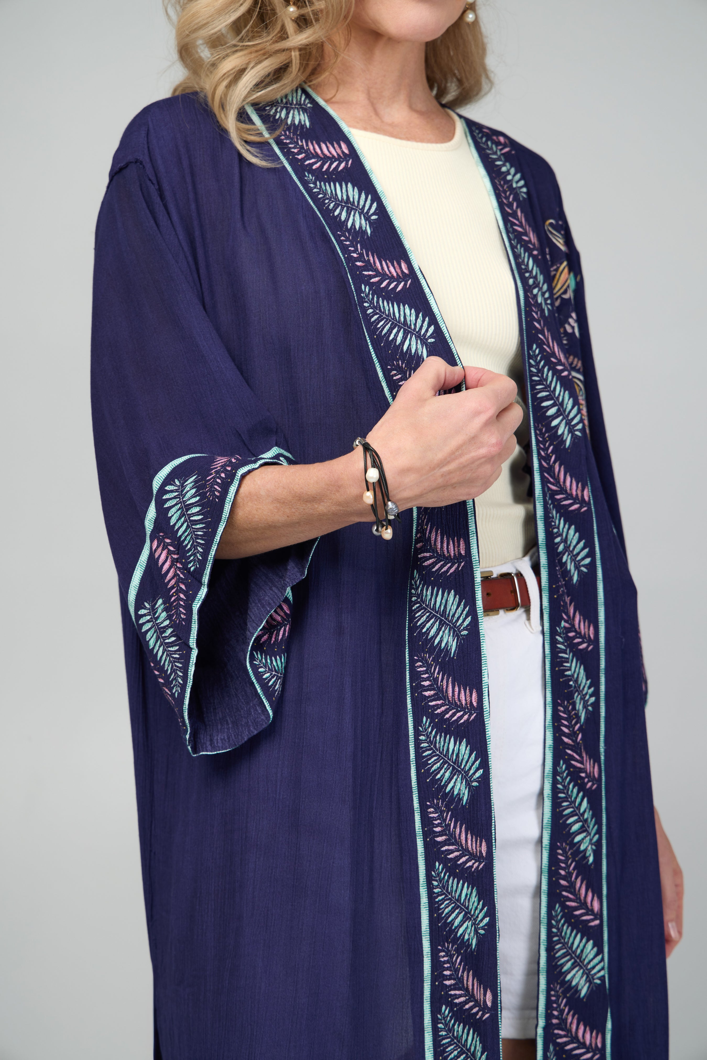 Elegant Flowy Paisley Print Kimono - Long Boho Cover Up for Women | Perfect for Beach, Pool, or Summer Festivals