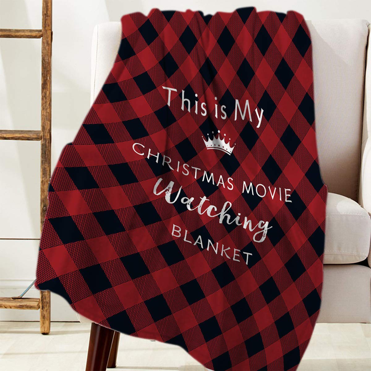 Christmas Blanket Twin Size 60x80 Inch - Soft Fleece Flannel Throw Blanket for Kids & Adults in Black Red Buffalo Check Plaid - Cozy Blanket for Movie Nights, Bed, Couch & Sofa Decor - Perfect Holiday Gift for Christmas