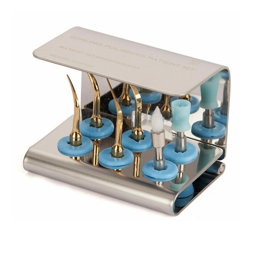 Professional Dental Ultrasonic Scaler Piezo Holder Kit - Stainless Steel with Cover for 6 Tips/Burs (2PCS) - Ideal for Dental Clinics, Teeth Cleaning & Oral Hygiene Procedures