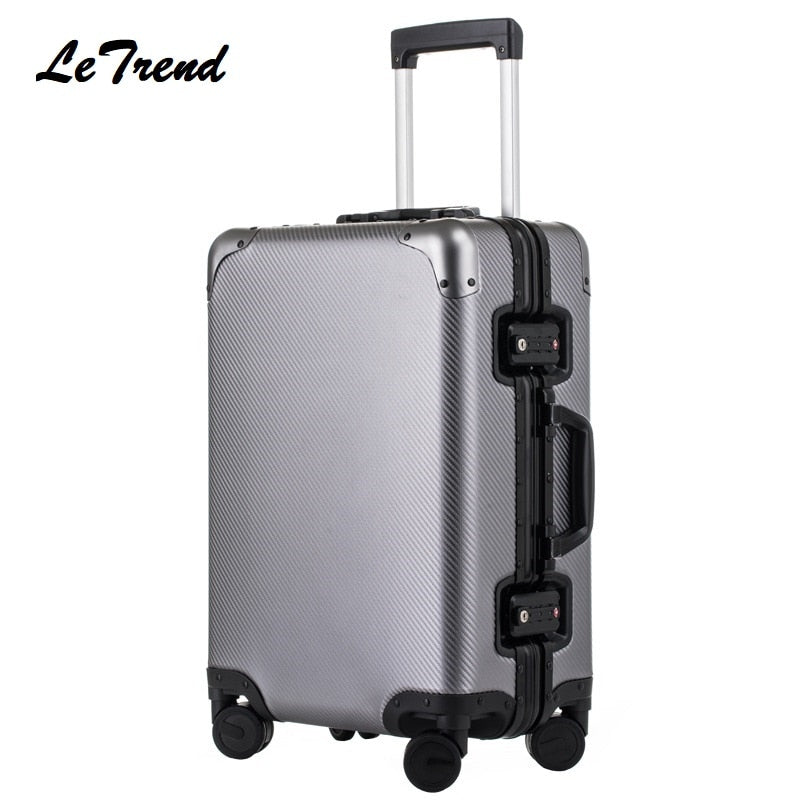 Premium 20 Inch Aluminum Alloy Rolling Luggage Spinner Suitcase with 360° Wheels - Durable Business Carry-On for Men | Perfect for Air Travel, Business Trips & Weekend Getaways
