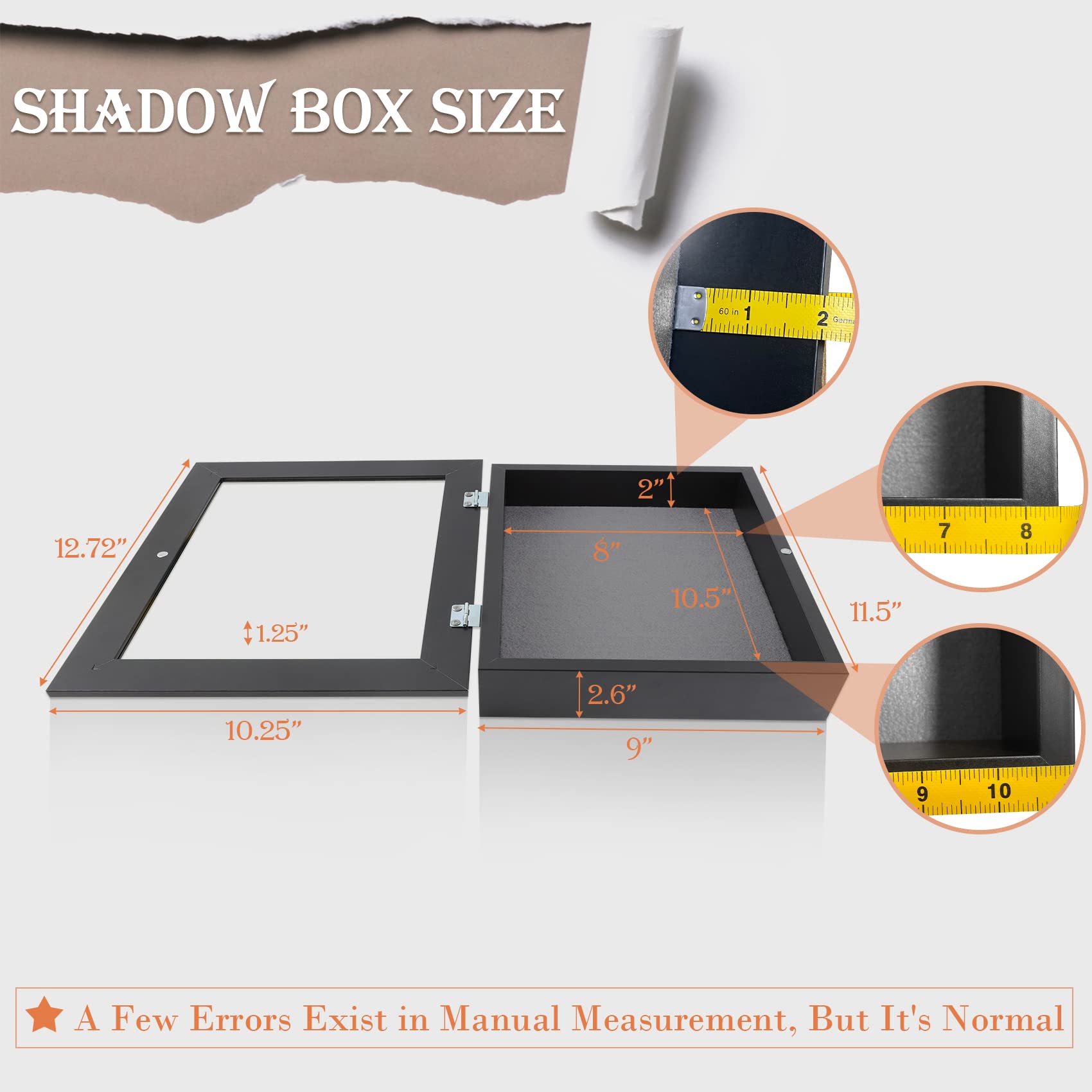 Golden State Art 8x10.5 Shadow Box Frame Display Case - 2 Inch Depth Black Picture Frame for Collages, Collections, Mementos (2 Pack) - Perfect for Home Decor, Office Display & Gift Giving