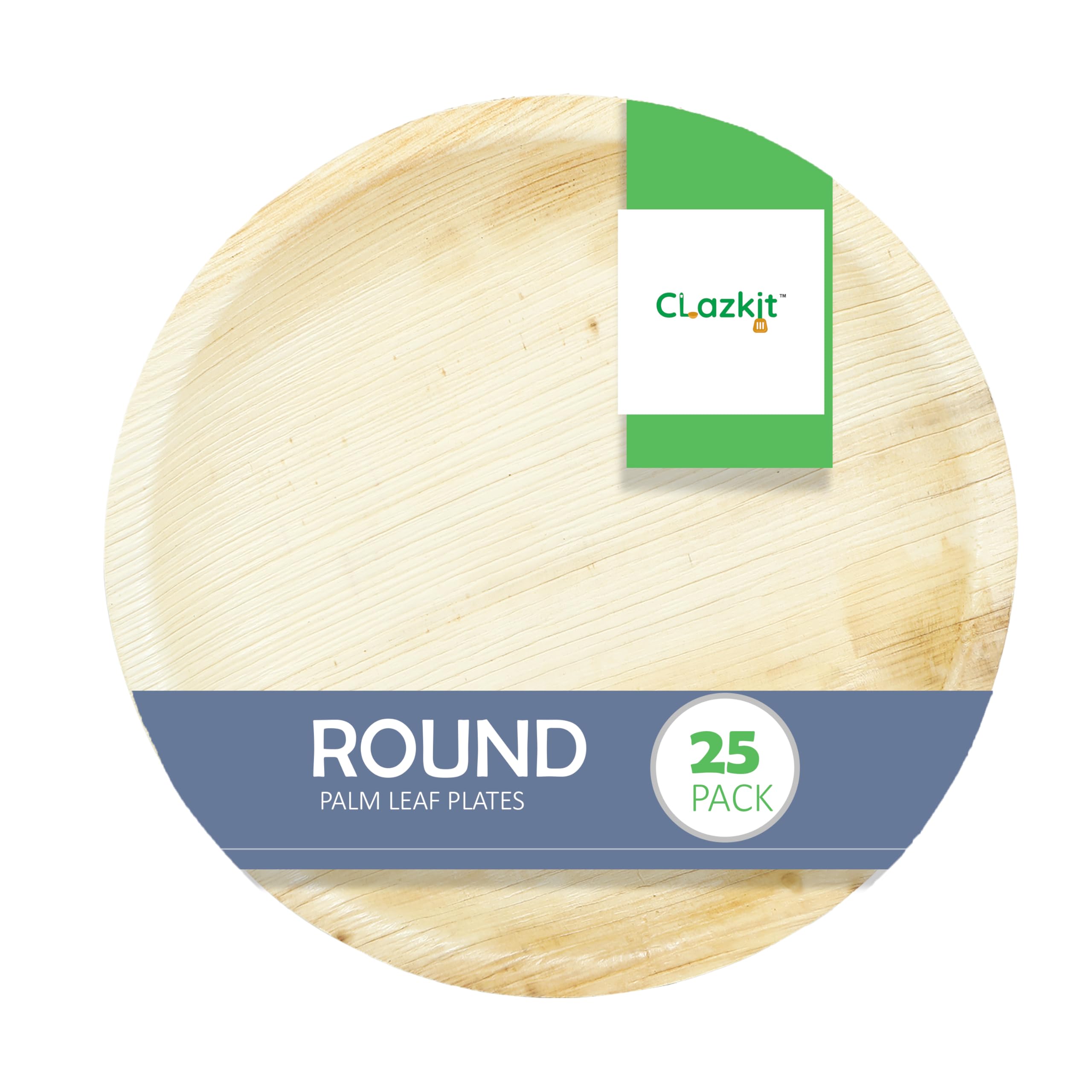 Clazkit 25 Pack 6 Inch Round Areca Palm Leaf Plates - Eco Friendly Biodegradable Disposable Plates for Pasta, Soup, Snacks - Perfect for Birthday Parties, Weddings & Events - Sustainable Alternative to Wooden Bamboo Plates - Ideal for Outdoor Dining, Picnics & Catering