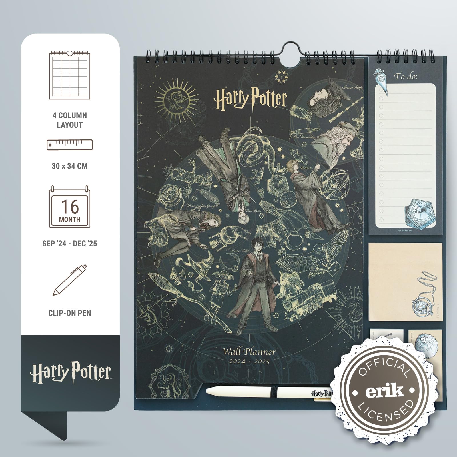 Harry Potter 2025 Wall Calendar Planner | 16-Month Monthly Organizer (September 2024 - December 2025) | 11.8