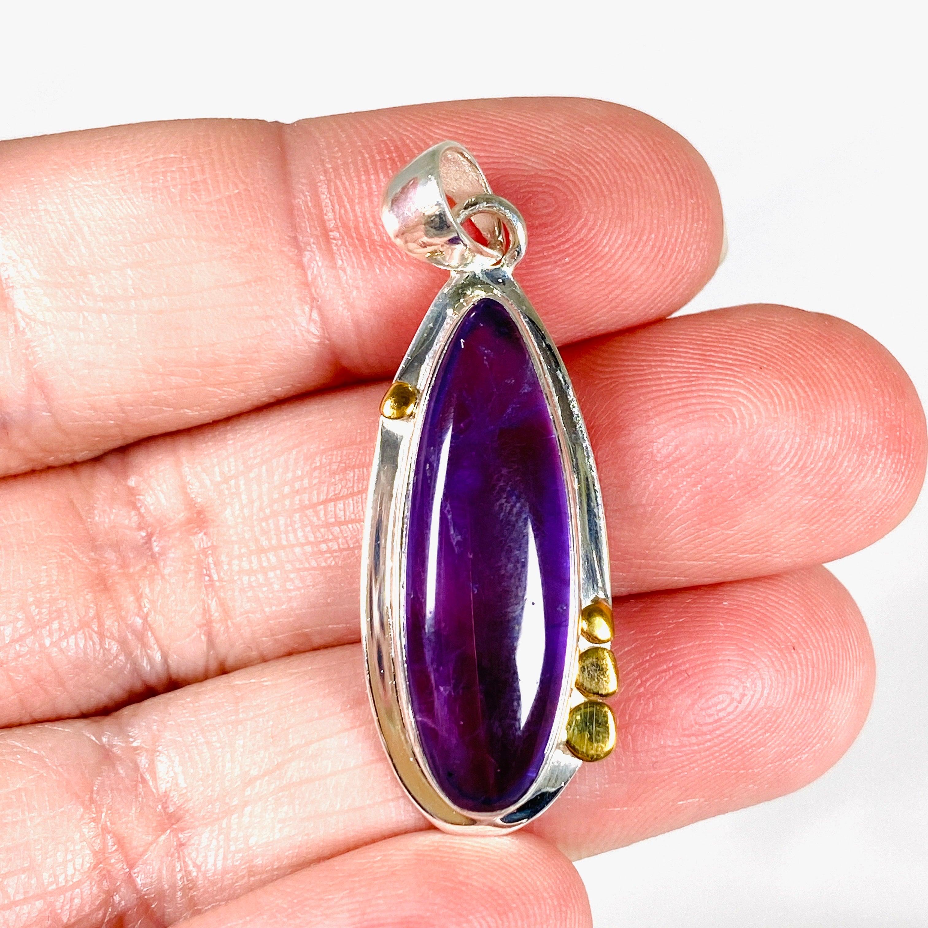 Amethyst Teardrop Pendant with Brass Detailing - KPGJ3944 | Elegant Jewelry for Women, Perfect for Gifts, Parties & Special Occasions