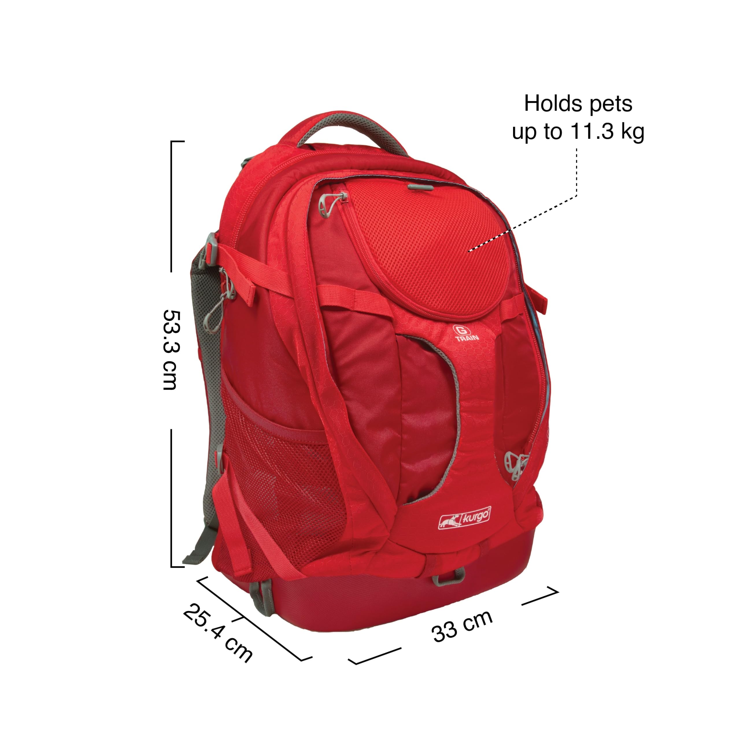 Kurgo G-Train Dog Carrier Backpack for Small Pets - Waterproof Travel Backpack for Cats & Dogs - Perfect for Hiking, Camping, Airplane & Outdoor Adventures - Red