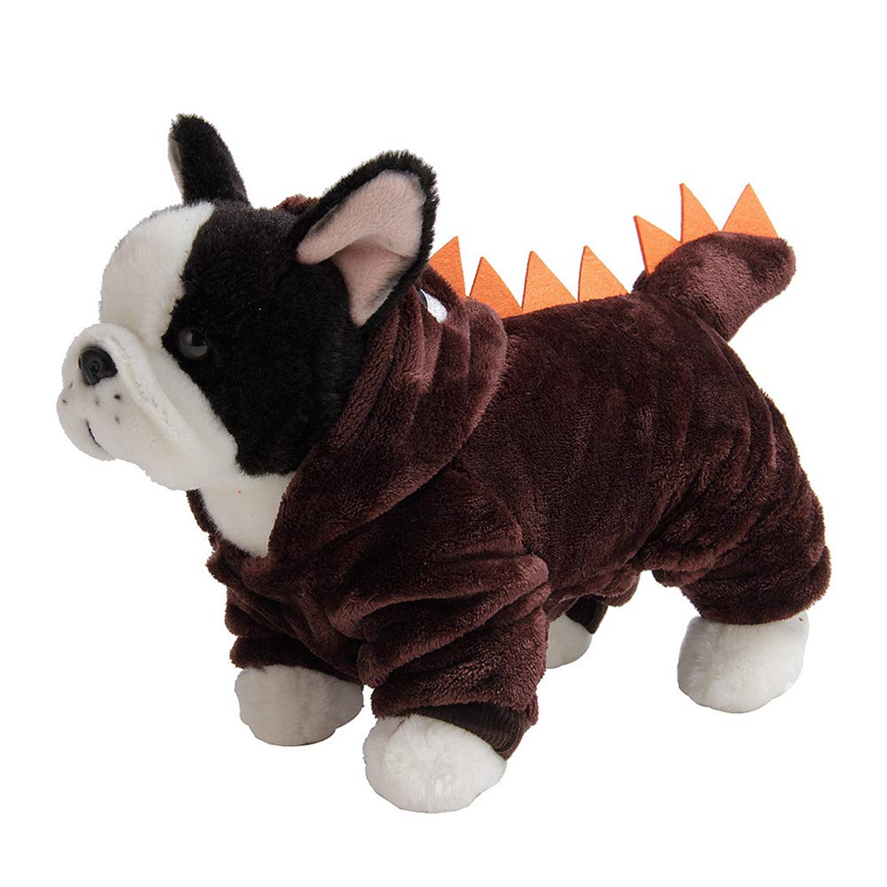 Halloween Dinosaur Dog Costume - Cute Pet Hoodie for Parties (Coffee, L)