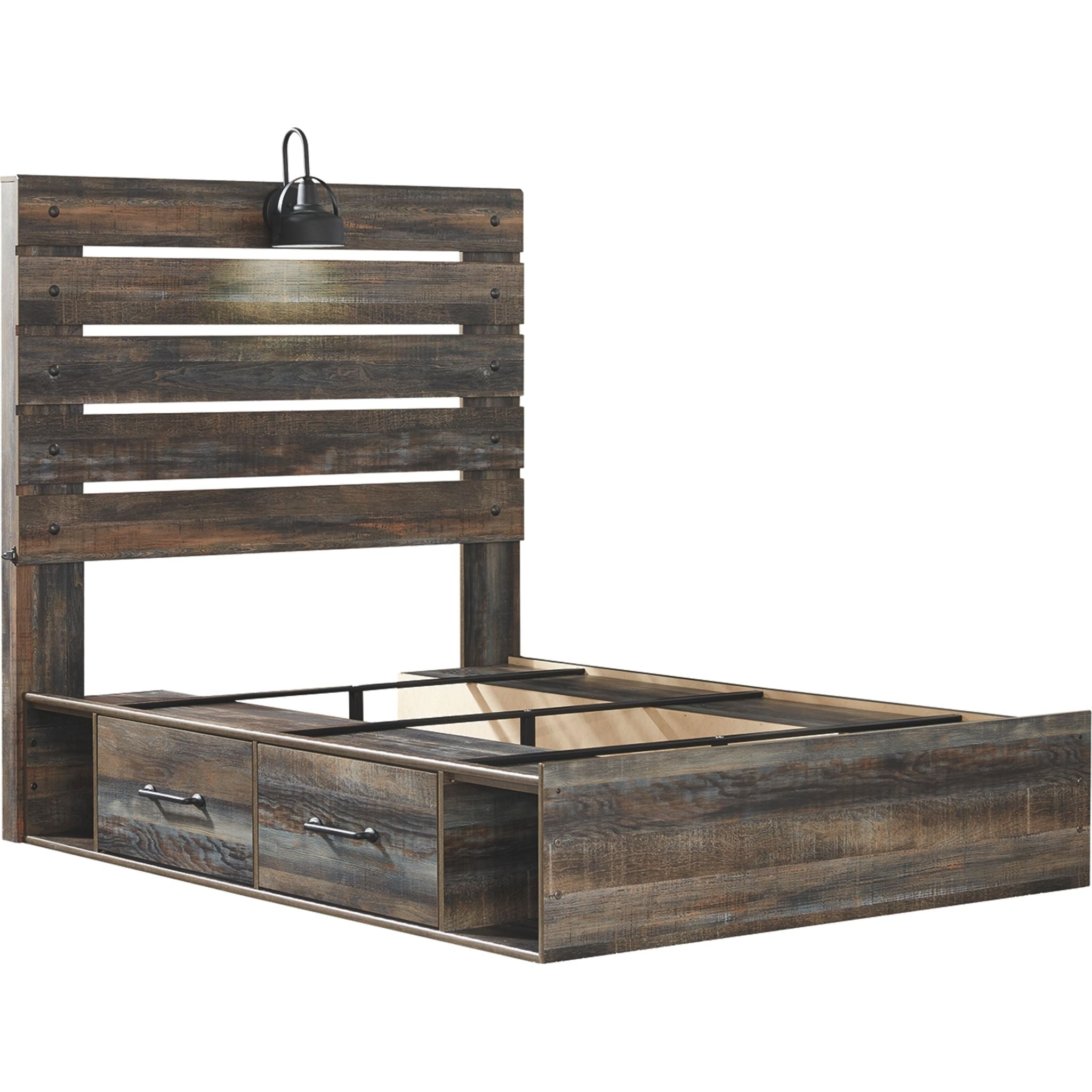 Drystan Panel Bed with 2 Drawer Storage - Queen Size Bed Frame with Underbed Storage - Modern Bedroom Furniture for Small Spaces & Guest Rooms