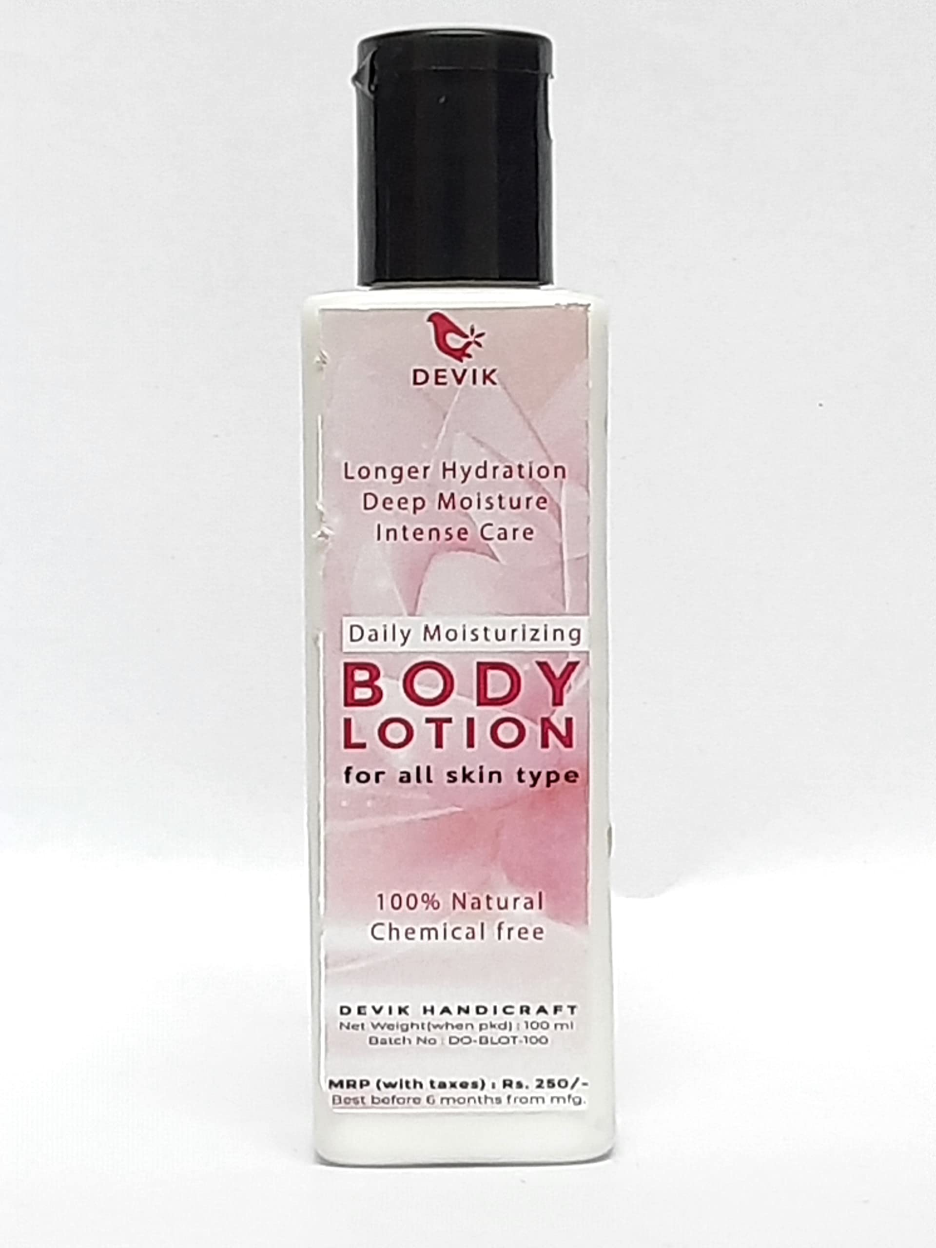 Devik Organics Deep Moisturizing Body Lotion - Quick Absorbing, Paraben & Sulfate Free, Handmade Organic (100g) - Perfect for Dry Skin & Daily Hydration