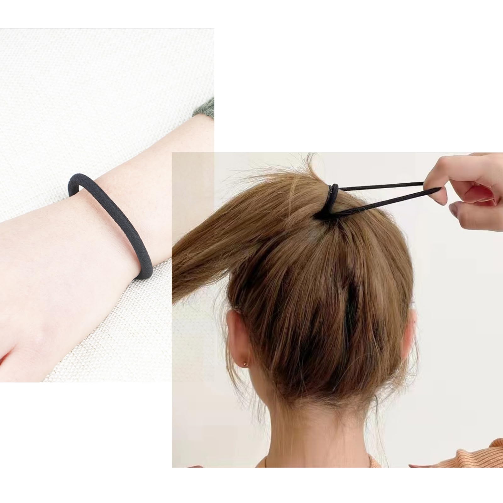 150 Count Black Elastic Hair Ties for Thick Hair - No Damage Ponytail Holders for Women, Men & Girls - Perfect for Workouts, Office & Daily Styling